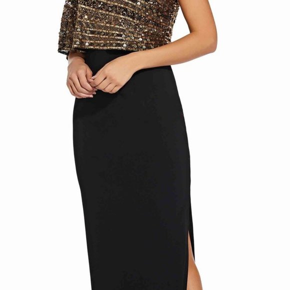 Metallic One Shoulder Dress by Adrianna Papell - Picture 2 of 3